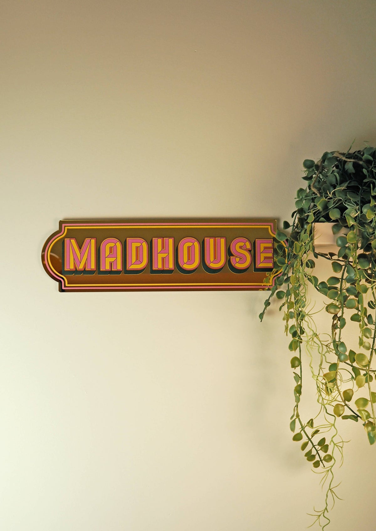 Madhouse Rectangle Sign - Warm Gold: Small 28cm x 8cm
