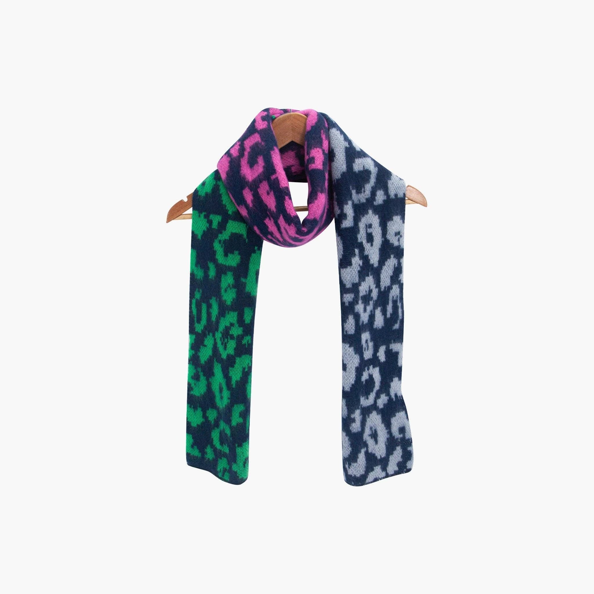 Kyra Navy Blue Leopard Heavyweight Scarf