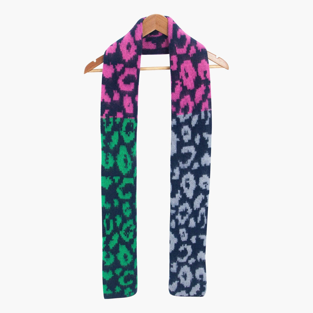 Kyra Navy Blue Leopard Heavyweight Scarf