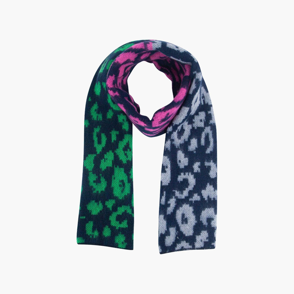 Kyra Navy Blue Leopard Heavyweight Scarf