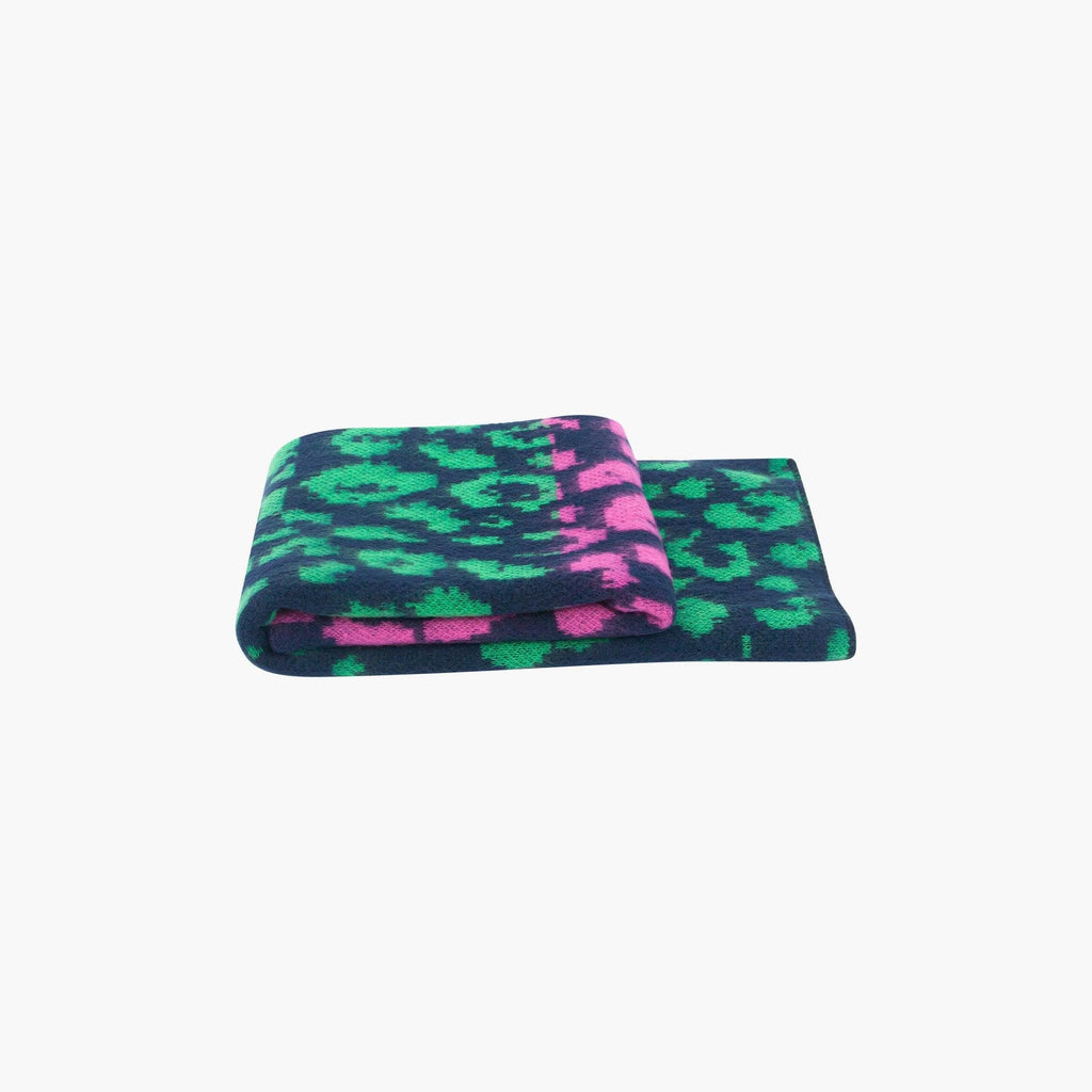 Kyra Navy Blue Leopard Heavyweight Scarf