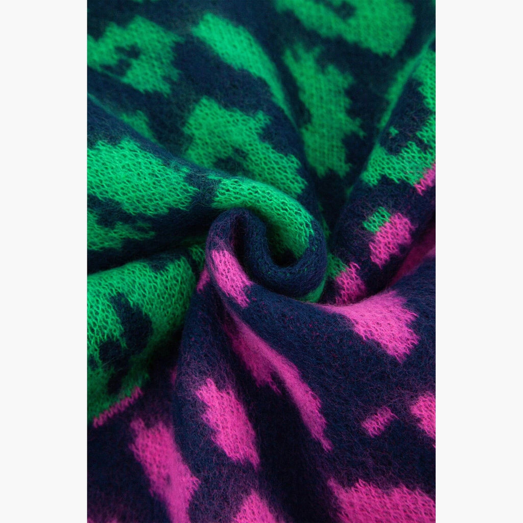 Kyra Navy Blue Leopard Heavyweight Scarf