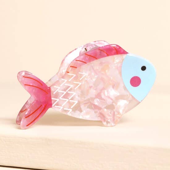 Pink Resin Large Fish Hair Clip