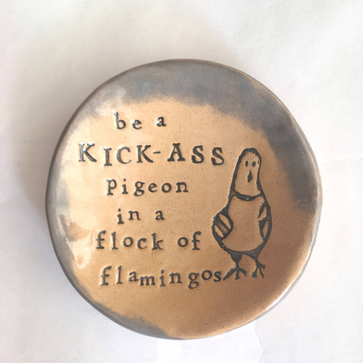 Kick-Ass Pigeon Ceramic Dish – Handmade Trinket Dish