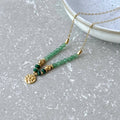 Tarnish Resistant Green Beaded Disk Necklace