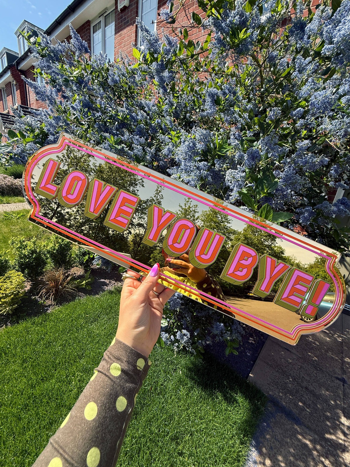 Love You Bye Rectangle Sign - Warm Gold: Small - 28cm x 8cm