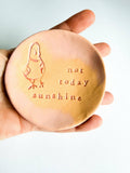 Ceramic Pigeon Trinket Dish - Not Today Sunshine!: Pink