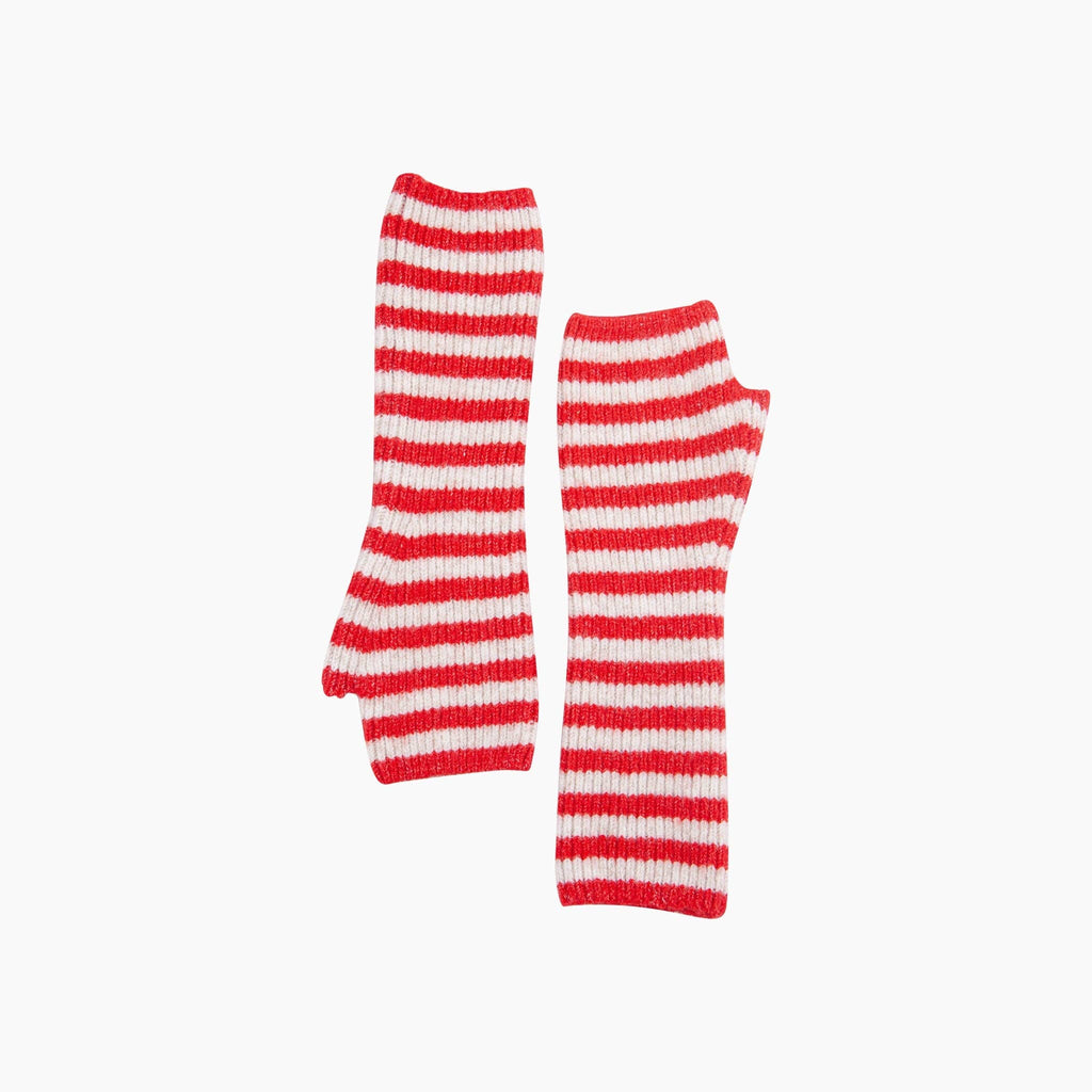 Red/Cream Long Striped Wrist Warmer: One Size