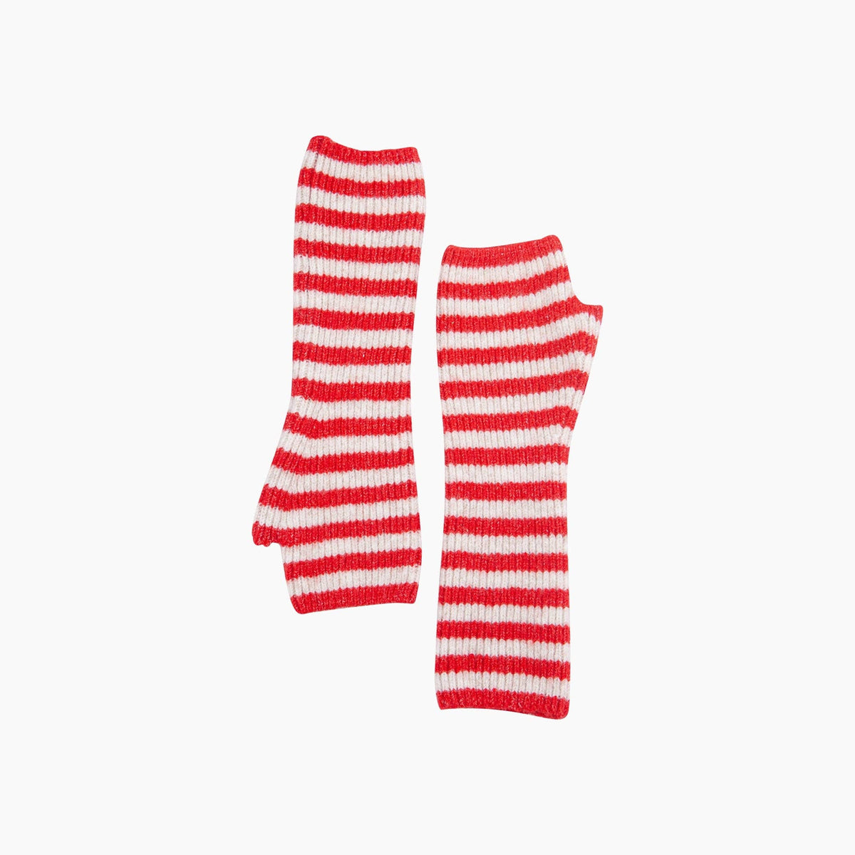 Red/Cream Long Striped Wrist Warmer: One Size