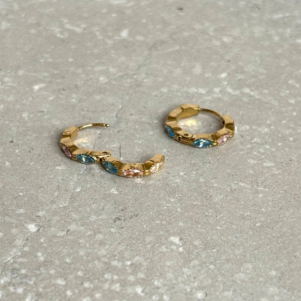 Tarnish Resistant White, Pink and Blue Zirconia Huggies