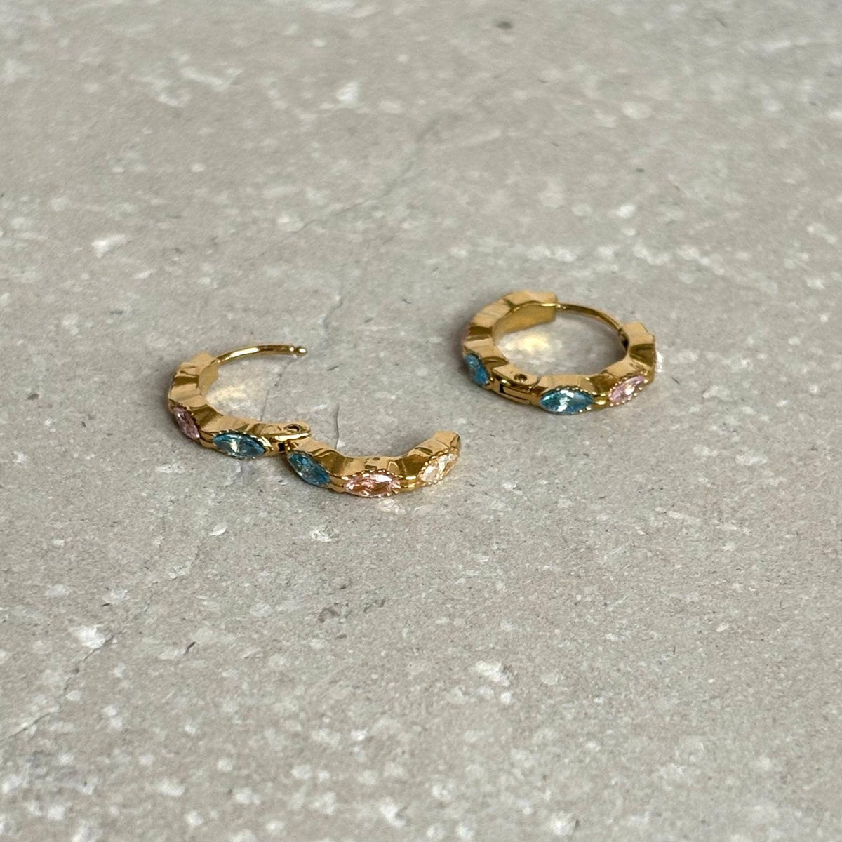 Tarnish Resistant White, Pink and Blue Zirconia Huggies
