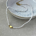 Tarnish Resistant Pearl and Heart Necklace