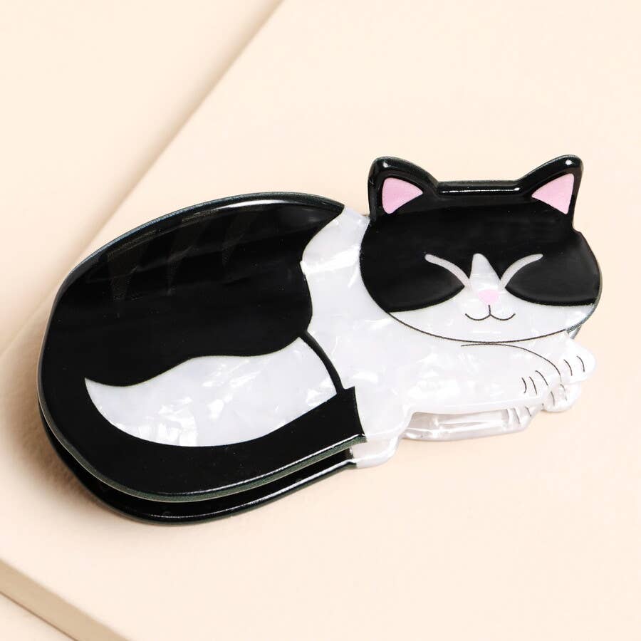 Large Black and white Cat Hair Clip