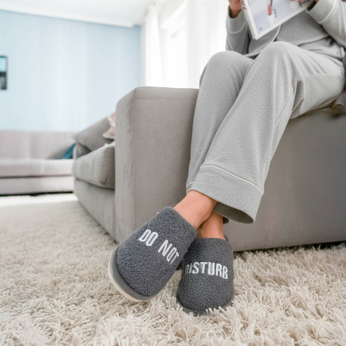 "Do Not Disturb" Grey Men’s  Slippers