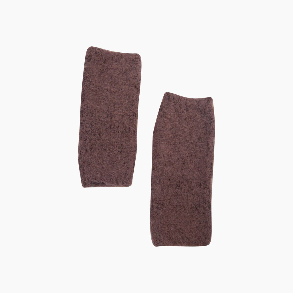 Textured Knitted Wrist Warmers in Brown: One Size