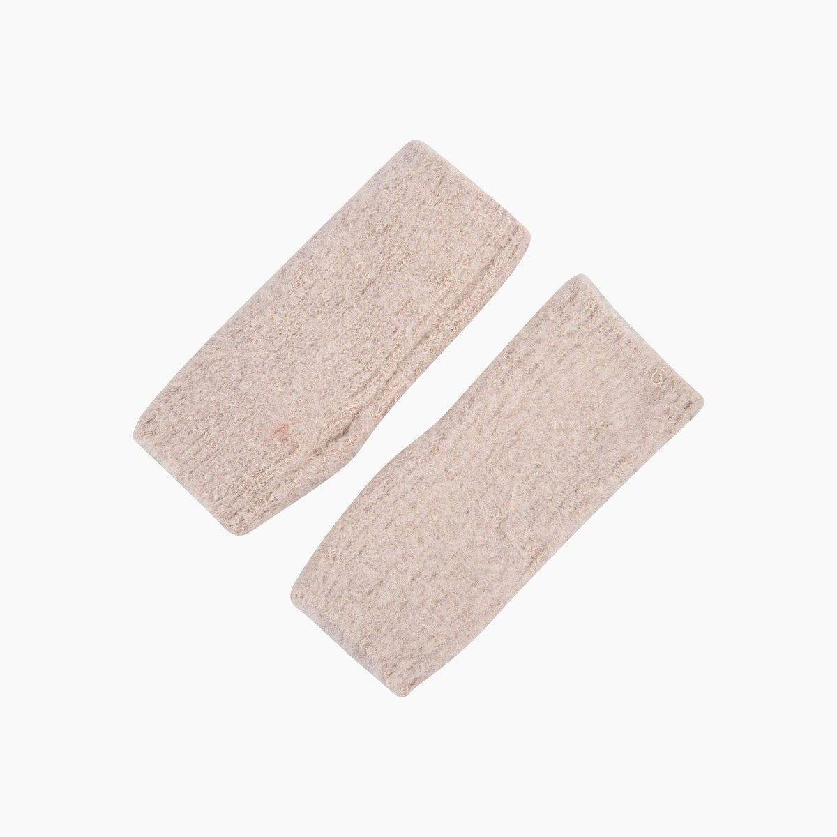Textured Knitted Wrist Warmers in Beige: One Size