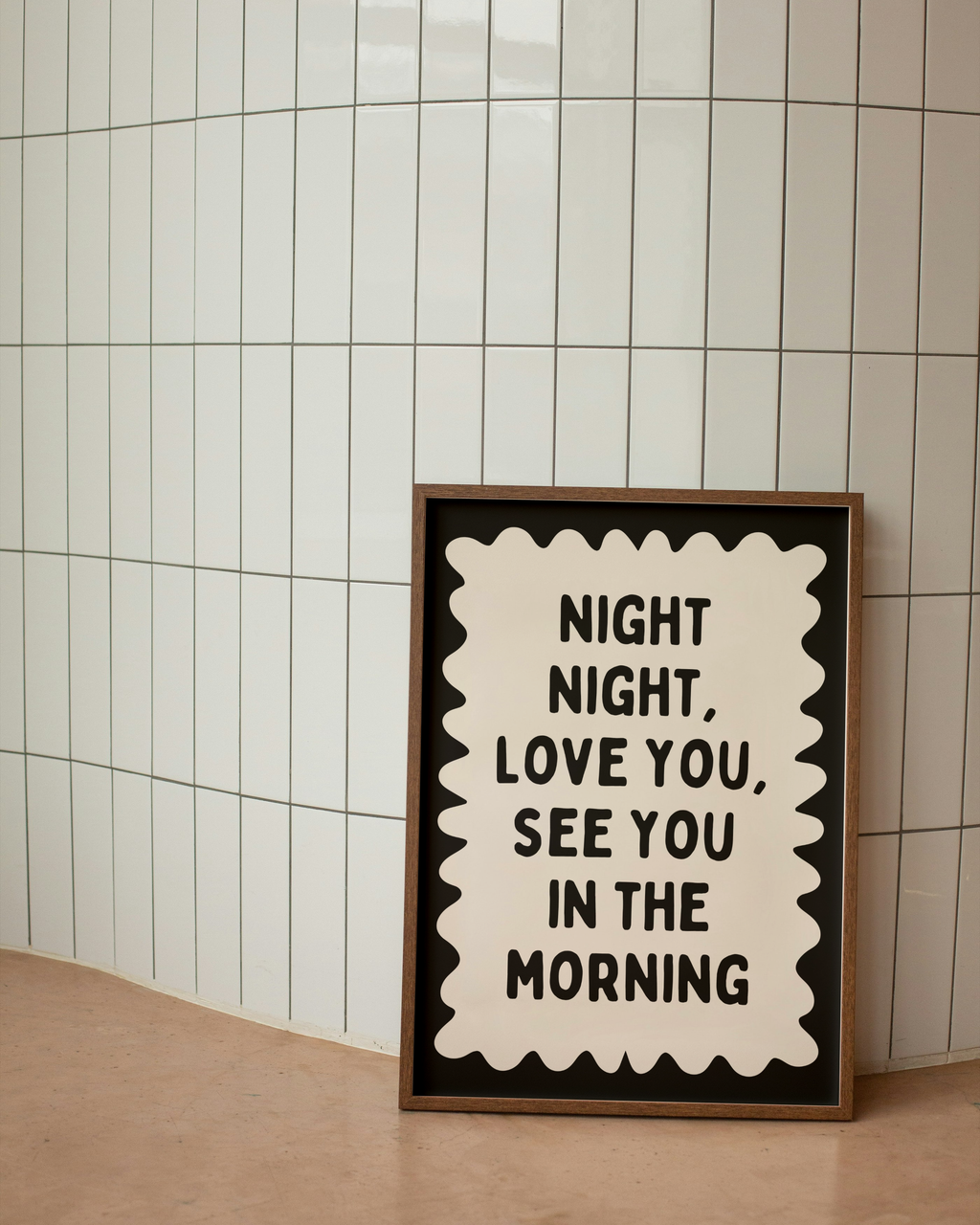 Night Night, Love You | Black and Cream | Art Print: Lustre / A3