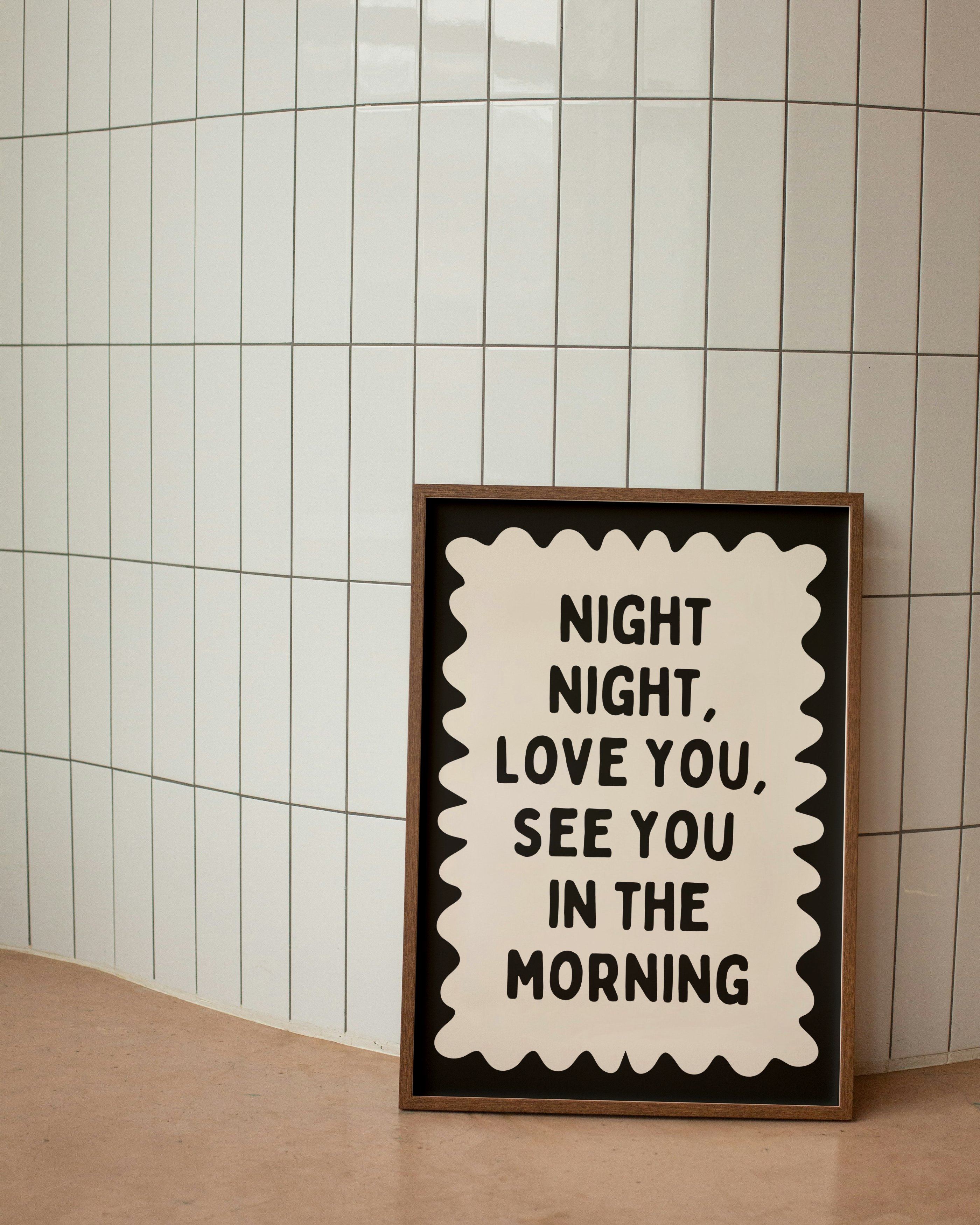 Night Night, Love You | Black and Cream | Art Print: Lustre / A3