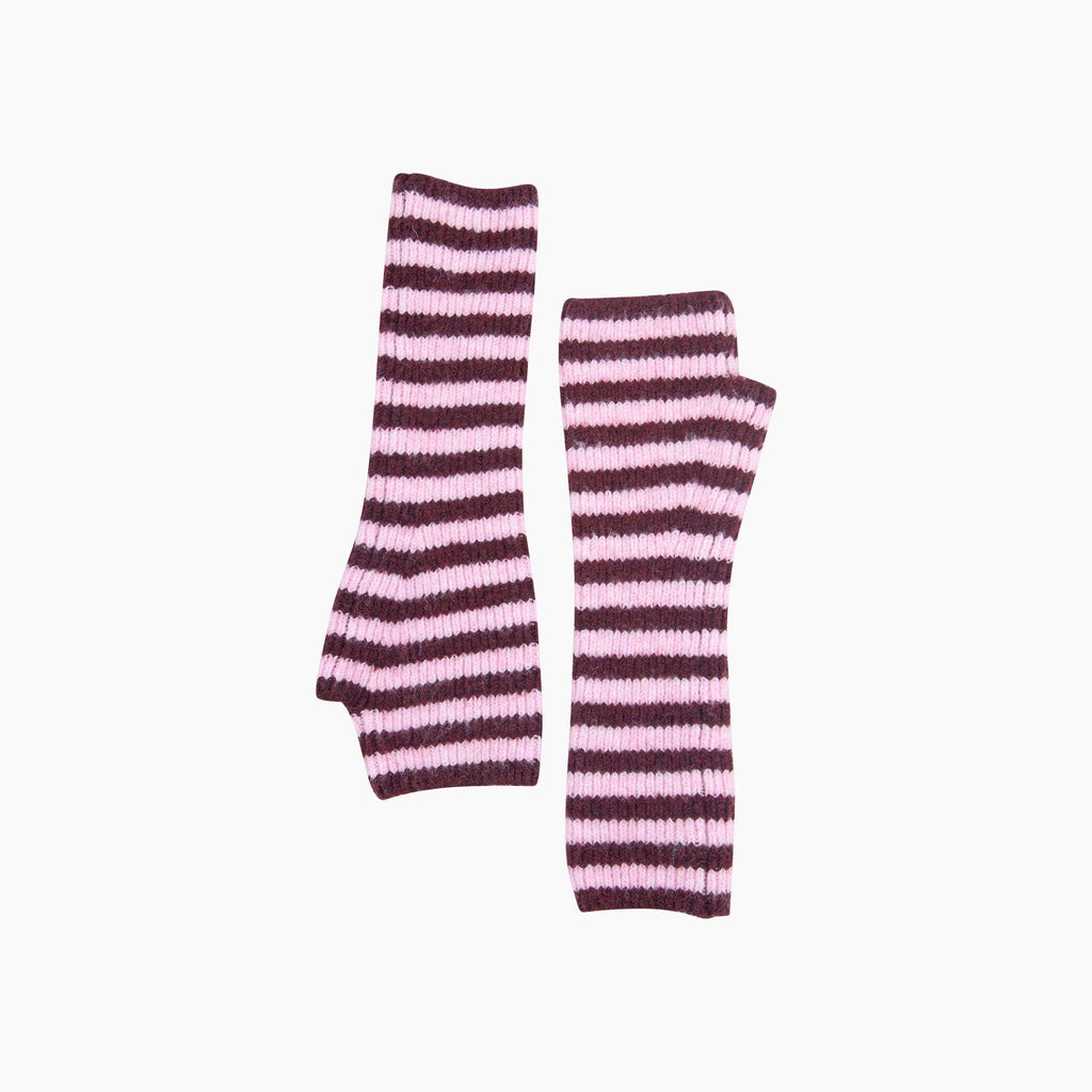 Berry/Pink Long Striped Wrist Warmer: One Size