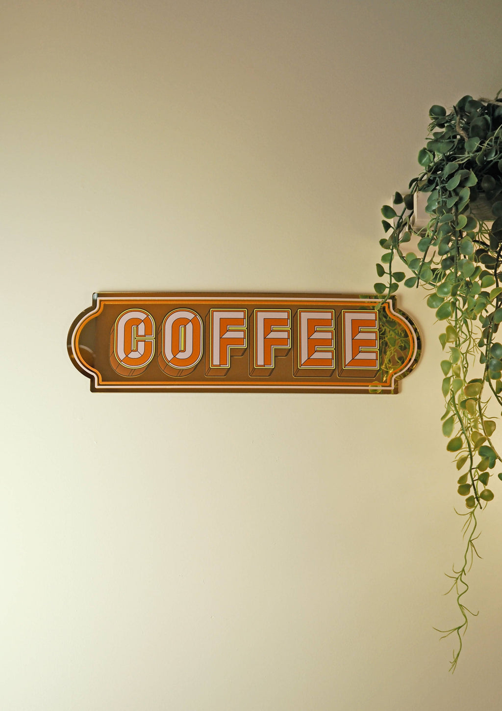 Coffee Rectangle Sign - Warm Gold: Medium 40cm x 11cm