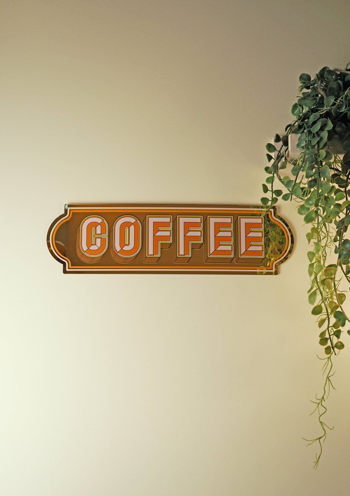 Coffee Rectangle Sign - Warm Gold: Medium 40cm x 11cm