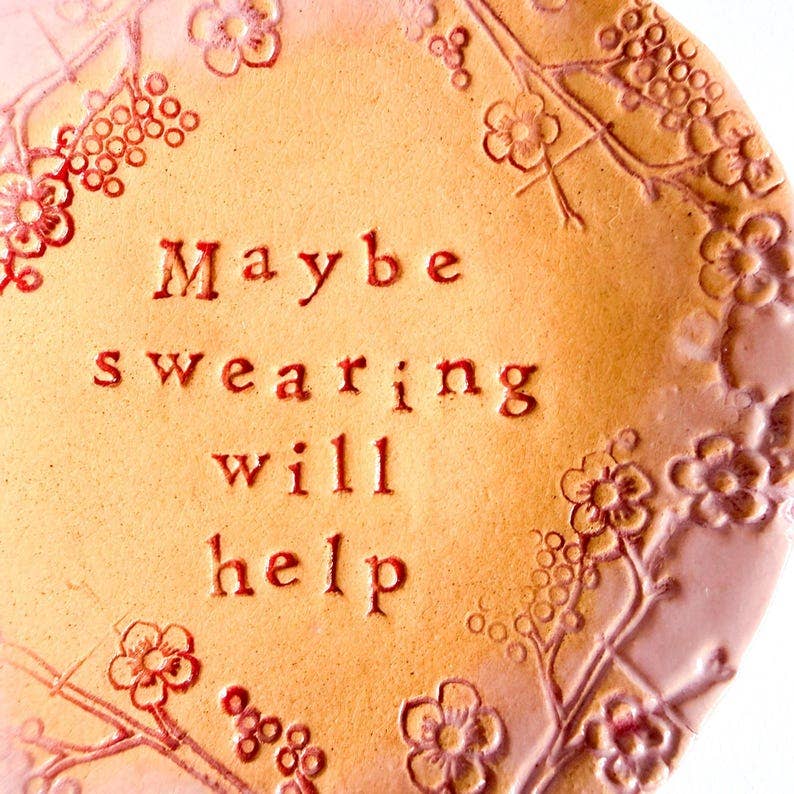 Maybe Swearing Will Help - little ceramic dish. Made in Wales. Free UK delivery: Sky Blue