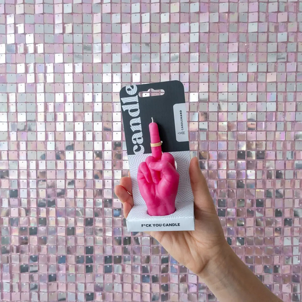 CandleHand Small Gesture Candle F You Pink CandleHand