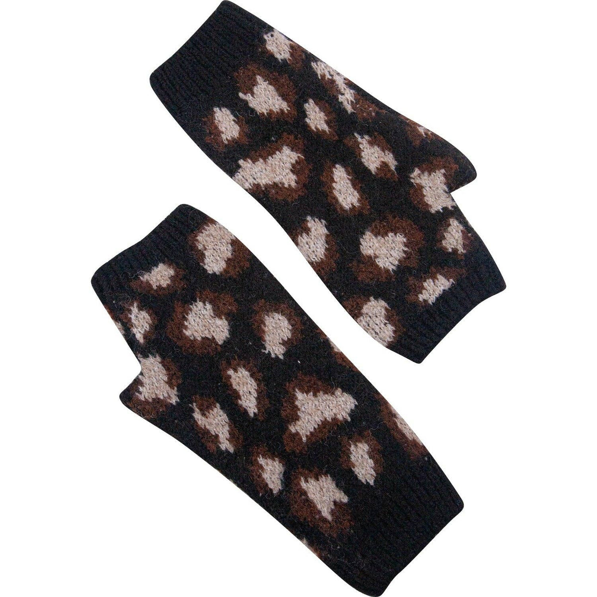 Leopard Print Wrist Warmer in Black: One Size