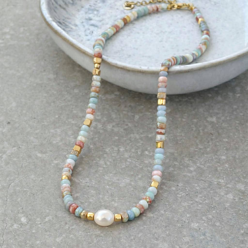 Tarnish Resistant Sea Spray Beaded Necklace