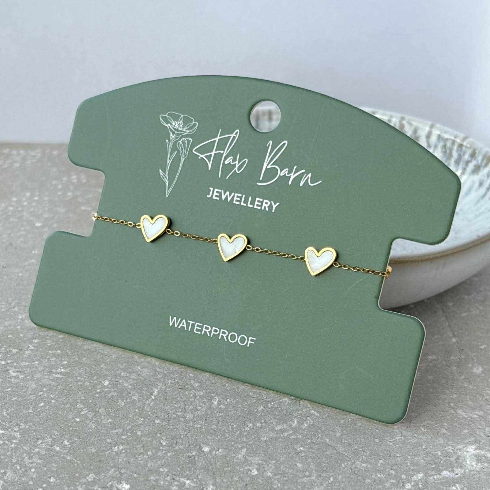 Tarnish Resistant Asymmetric Pearlescent Heart Bracelet