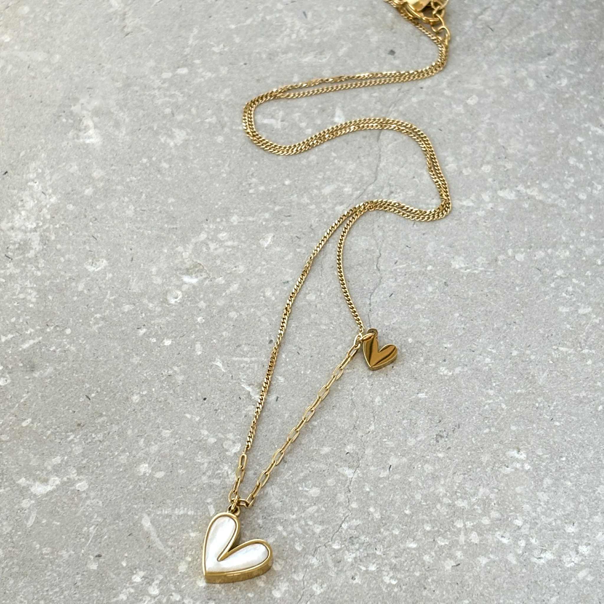 Tarnish Resistant Pearlescent Heart Necklace