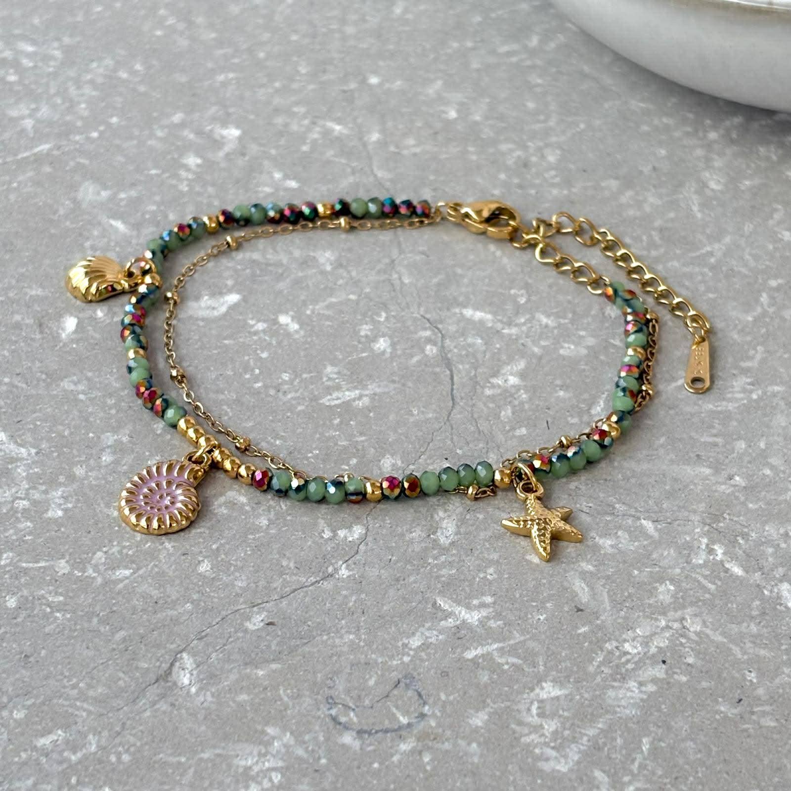 Tarnish Resistant Seascape Beaded Charm Bracelet